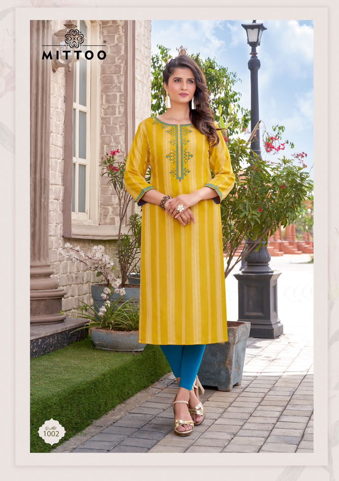 Mittoo Chand Embroidery Designer Kurtis Catalog
